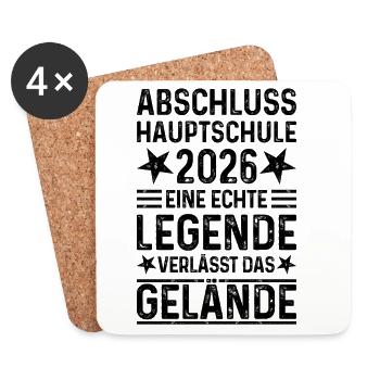 Hauptschule Abschluss 2026  - Untersetzer (4er-Set) - Weiß - Vorne