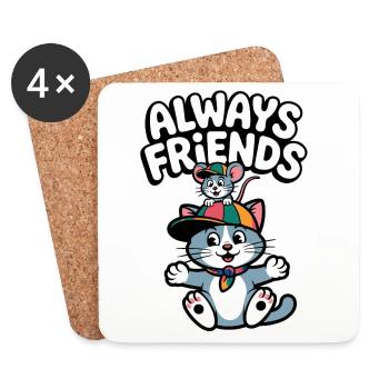 Toujours amis du chat et de la souris - Dessous de verre (lot de 4) - blanc - Devant