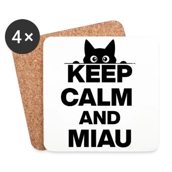 RESTE CALME ET MIAULE ! AMOUREUX DES CHATS noir - Dessous de verre (lot de 4) - blanc - Devant
