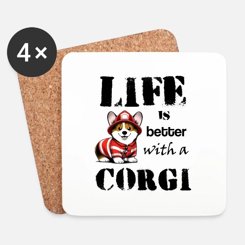 Corgi_firefighter - Untersetzer (4er-Set) - Weiß