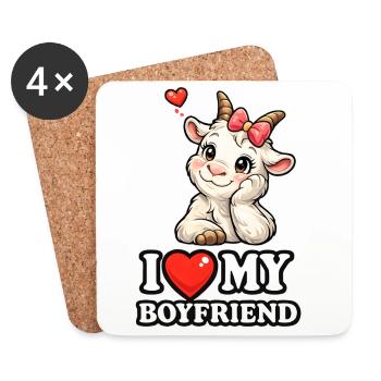 Süße Ziege I Love My Boyfriend Comic Grafik - Untersetzer (4er-Set) - Weiß - Vorne