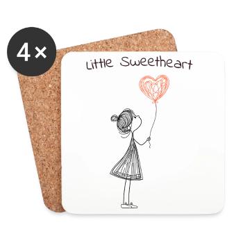 Little Sweetheart – Sweet Heart Balloon Motif - Coasters (set of 4) - white - Front