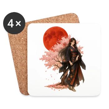 Belle guerrière | Art oriental japonais - Dessous de verre (lot de 4) - blanc - Devant