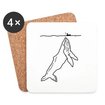 Angler Angeln Blauwal Geschenk - Untersetzer (4er-Set) - Weiß - Vorne