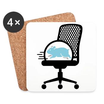 Hamster wheel on office chair - Coasters (set of 4) - white - Front