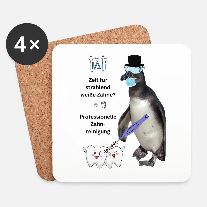 Zahnreinigung, witzige Deko Wartezimmer, Praxis - Untersetzer (4er-Set) - Weiß