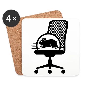 Hamster Wheel Office Chair Stress - Coasters (set of 4) - white - Front