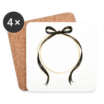 Circle Bow Black Gold Personalizable - Coasters (set of 4) - white - Front