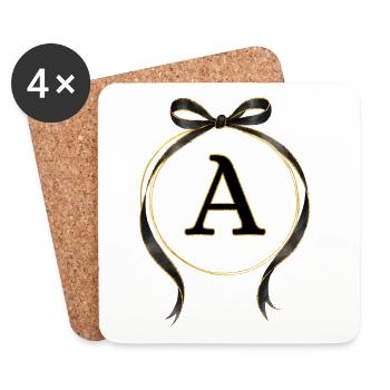 A - Circle Loop Black Gold - Coasters (set of 4) - white - Front