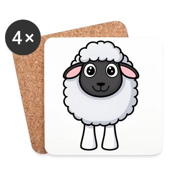 Shaggy Sheep Cuddle Design - Coasters (set of 4) - white - Front