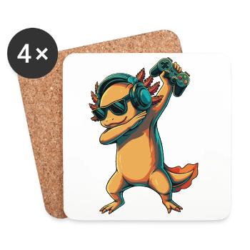 Gamer Axolotl Mexican Walking Fish Games Art - Coasters (set of 4) - white - Front