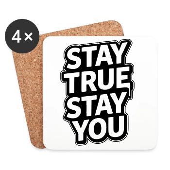 Restez fidèle à vous-même - Restez fidèle, restez vous-même Typographie - Dessous de verre (lot de 4) - blanc - Devant