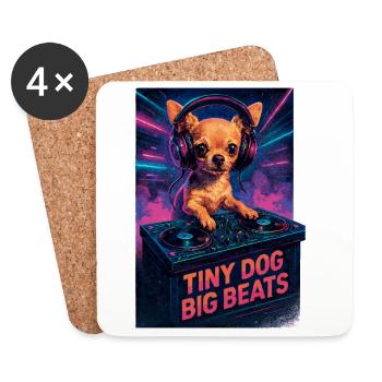 Chihuahua DJ: Tiny Dog Big Beats – Retro Neon - Coasters (set of 4) - white - Front