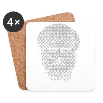 Mosaïque de tête d’Aristote en pixel - Dessous de verre (lot de 4) - blanc - Devant