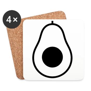 Avocado Half Pit, Icon - Coasters (set of 4) - white - Front
