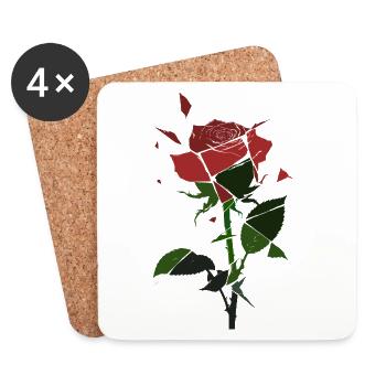 Broken Rose Blossom - Coasters (set of 4) - white - Front