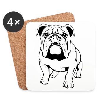 Bulldog black - Coasters (set of 4) - white - Front