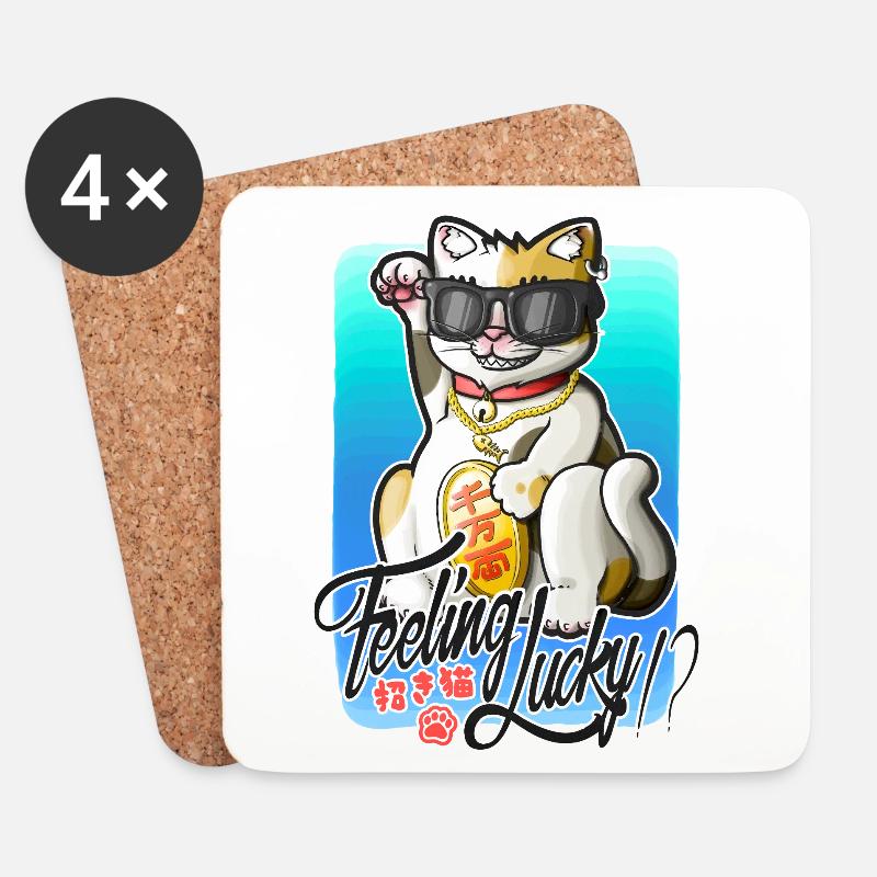 Fühlst du dich glücklich!? - Untersetzer (4er-Set) - Weiß