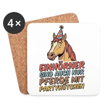 Party horse with hat - Coasters (set of 4) - white - Front