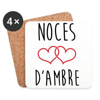 Amber Wedding 34 years of marriage - Coasters (set of 4) - white - Front