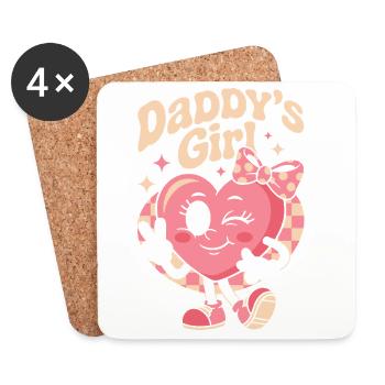 Daddys Girl Retro Herz Niedliche Rosa Familie - Untersetzer (4er-Set) - Weiß - Vorne