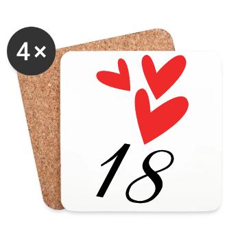 18. 18 YEARS OLD. 18th ANNIVERSARY. 18 BIRTHDAY. - Coasters (set of 4) - white - Front
