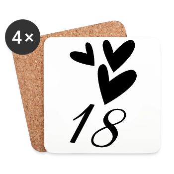 18. 18 YEARS OLD. 18th ANNIVERSARY. 18 BIRTHDAY. - Coasters (set of 4) - white - Front