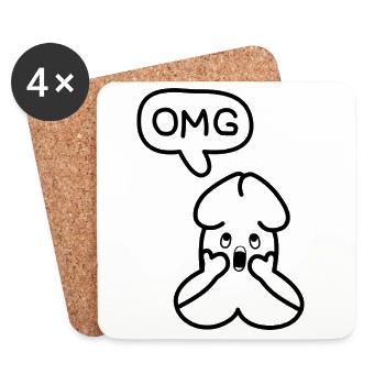 lustiges Junior OMG Emoticon - Untersetzer (4er-Set) - Weiß - Vorne