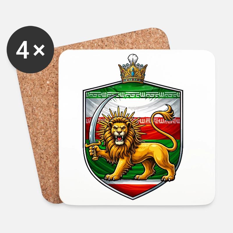 Löwe mit Schwert Wappen Persien - Untersetzer (4er-Set) - Weiß