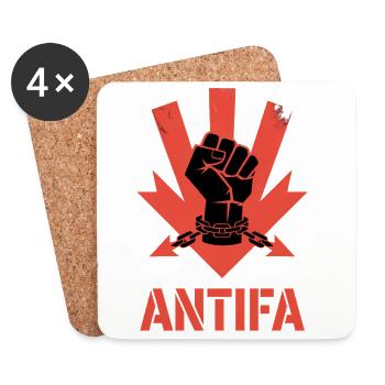 Antifa - Antifascist Merch - Coasters (set of 4) - white - Front