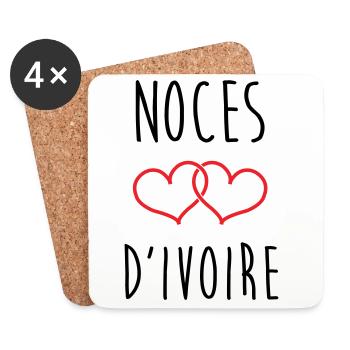 Wedding Anniversary - Ivory Wedding (62 years) - Coasters (set of 4) - white - Front