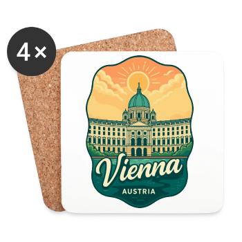 Vienna Austria Hofburg Sunset Retro Travel Badge - Coasters (set of 4) - white - Front