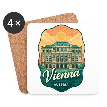 Vienna Austria State Opera Vintage Travel Souvenir - Coasters (set of 4) - white - Front