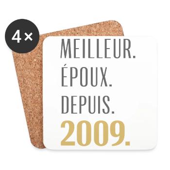 Meilleur Époux Depuis 2009 Noces Rose 17 Ans - Dessous de verre (lot de 4) - blanc - Devant