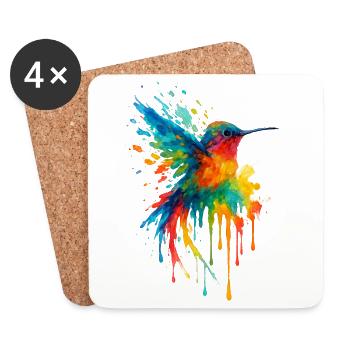 Hummingbird Aquarell Splash Chroma - Untersetzer (4er-Set) - Weiß - Vorne