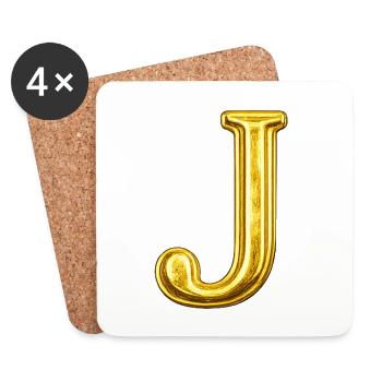 Golden J Letter - Coasters (set of 4) - white - Front