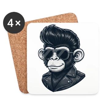 Cool Monkey Chimpanzee Lunettes de Soleil Rock and Roll - Dessous de verre (lot de 4) - blanc - Devant