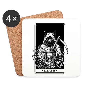 Eurasier | Death | Tarot - Untersetzer (4er-Set) - Weiß - Vorne