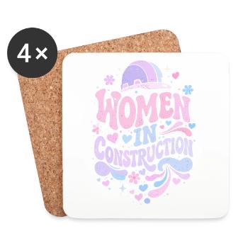 Women in Construction – Pastel Retro - Coasters (set of 4) - white - Front