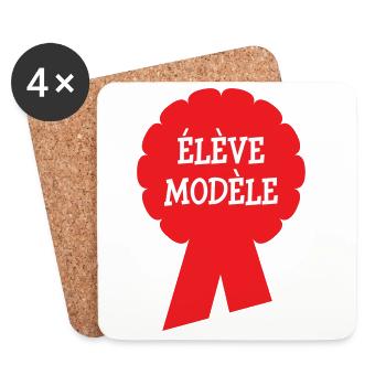 Badge Élève Modèle : Récompense Scolaire Vintage - Dessous de verre (lot de 4) - blanc - Devant