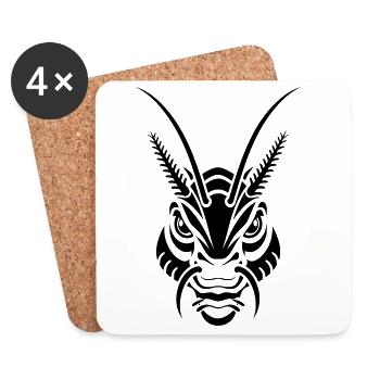 Mystische Insekten Maske Tattoo Stil - Untersetzer (4er-Set) - Weiß - Vorne