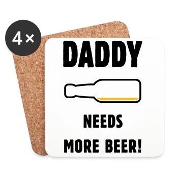 Papa a besoin de plus de bière ! (Papa / Papa / Bière / PUT) - Dessous de verre (lot de 4) - blanc - Devant