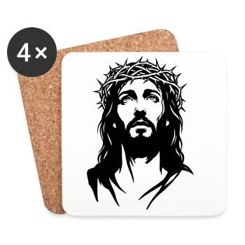 Jesus Christus Silhouette - Untersetzer (4er-Set) - Weiß - Vorne