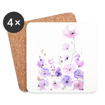 Pastel wildflowers in the gentle floral garden - Coasters (set of 4) - white - Front