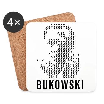 Charles Bukowskis geometrisches Designporträt - Untersetzer (4er-Set) - Weiß - Vorne