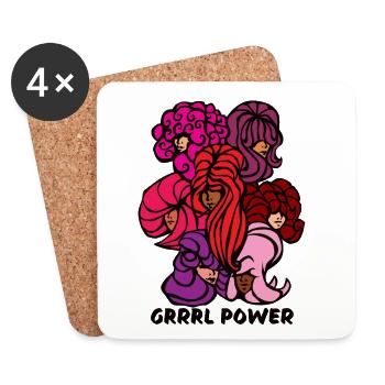 Girl Grrrl power riot 7 ladies Friseurin Hair 90s - Untersetzer (4er-Set) - Weiß - Vorne