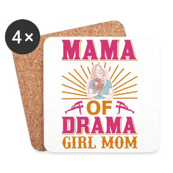 Mama Of Drama Girl Maman Chemise drôle - Dessous de verre (lot de 4) - blanc - Devant