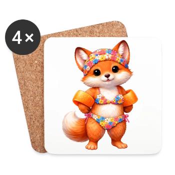 Un joli renard en tenue d’été - Dessous de verre (lot de 4) - blanc - Devant