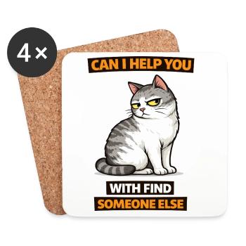 Moody Cat Help Find Someone Else - Coasters (set of 4) - white - Front