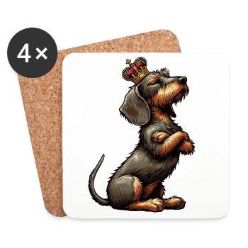 wire-haired dachshund dachshund dachshund owner Teckel Tekkel - Coasters (set of 4) - white - Front